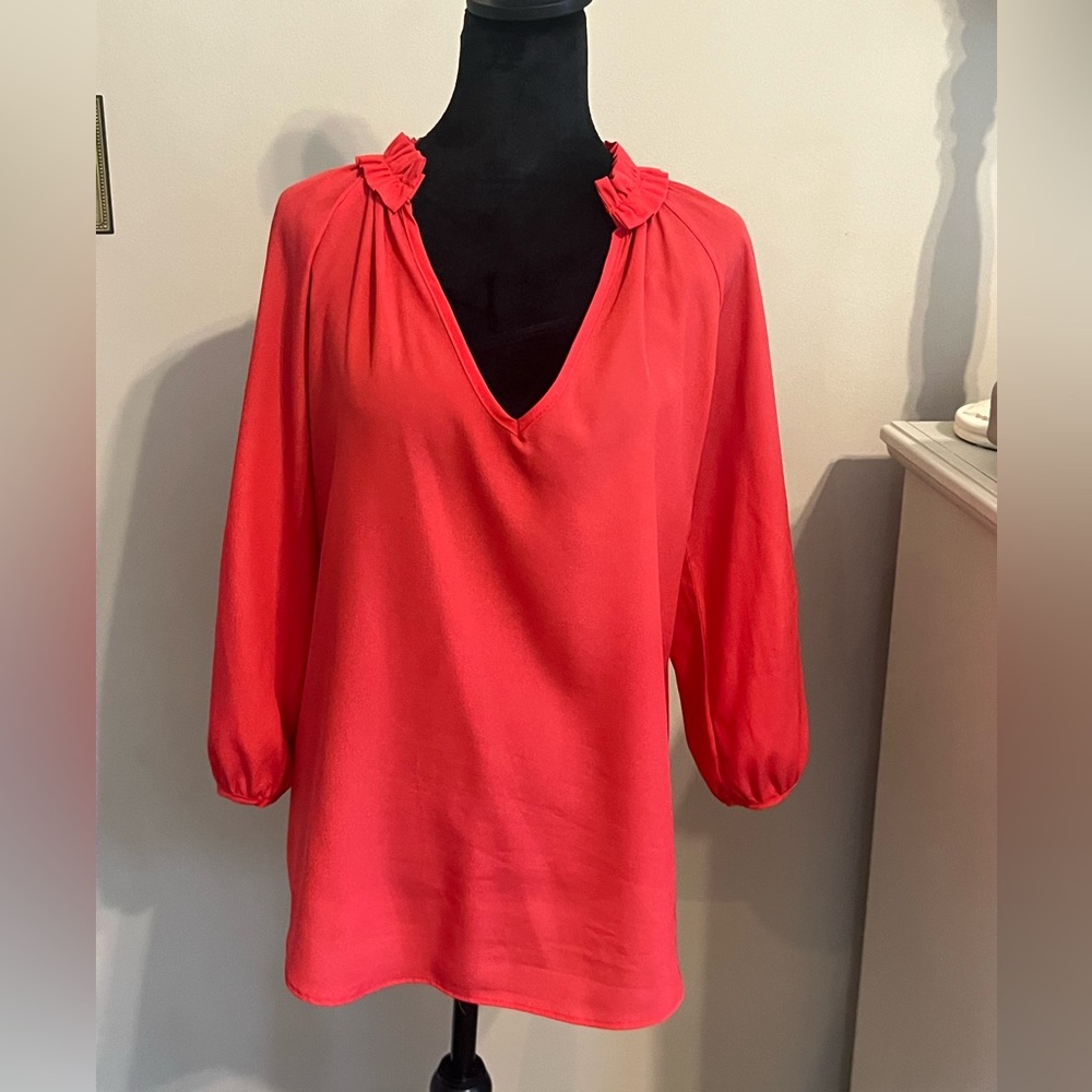 Renee C. Vibrant Coral Blouse